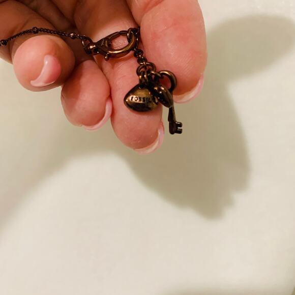 Fossil Copper Tone Rhinestone Sphere Ball Necklace 18" - Picture 4 of 5